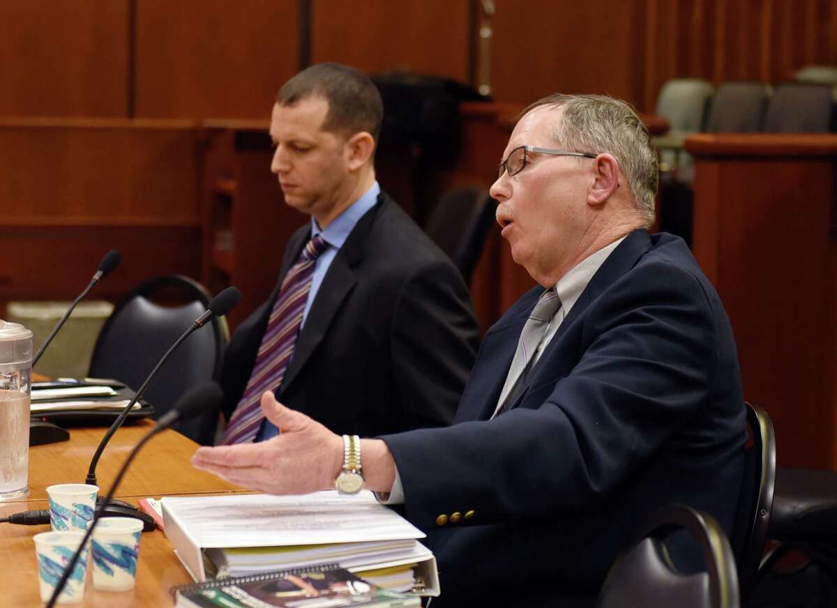 Retired Motor Vehicle Inspector Ronald Barton testifies during the State Standing Committee on Transportation hearing on "Limo and Bus Safety" on Thursday, May 2, 2019 at the Legislative Office Building in Albany, NY. Barton was nominated by the Senate minority leader to sit on the state's limo safety task force. (Phoebe Sheehan/Times Union)