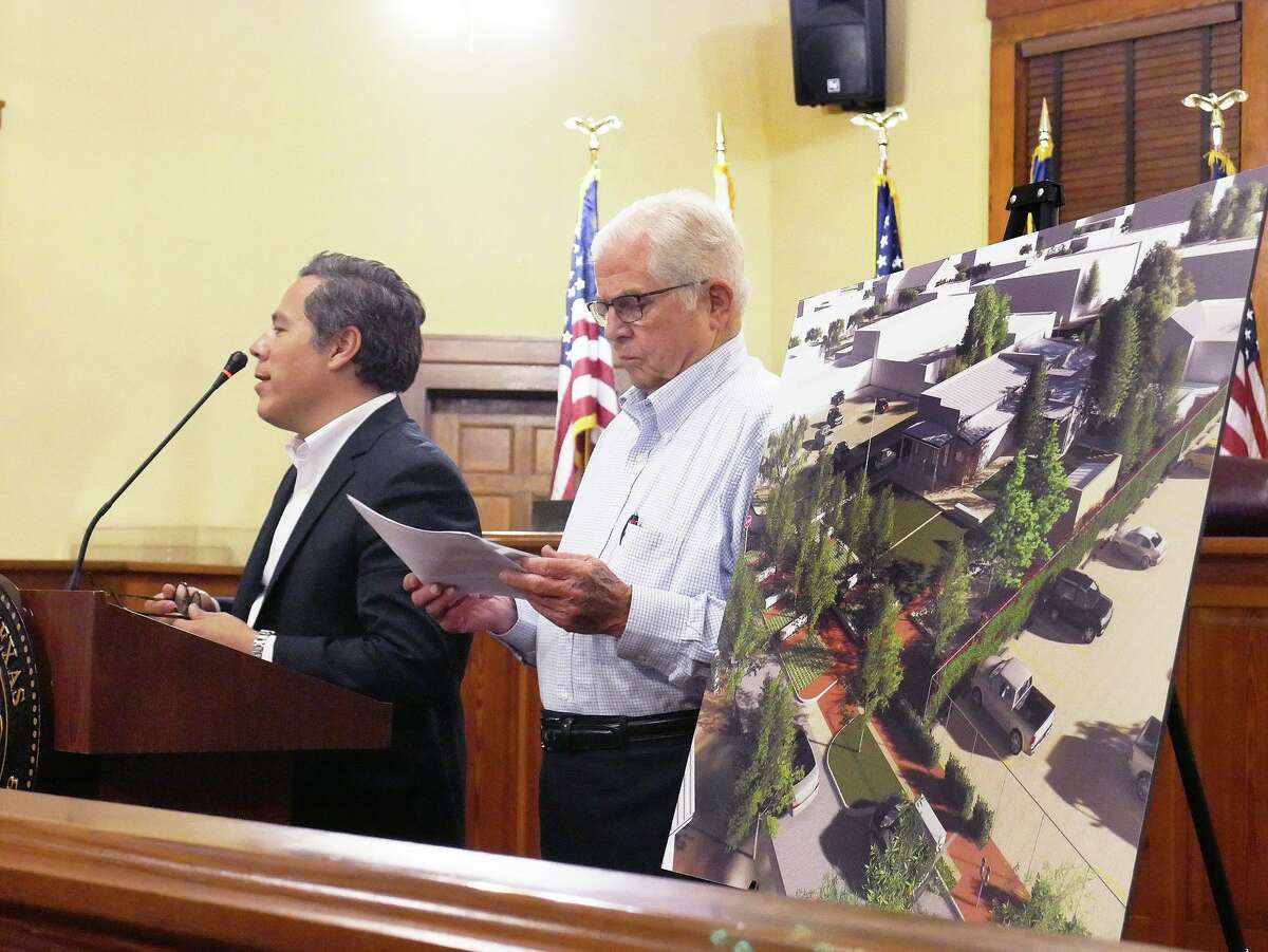 Eddie Quiroga, of Metaform Studios and Kennedy Whiteley, of Ausland Architects delivered a status update on the Veteran’s Museum Thursday, May 2, 2019, at the Commissioners Courtroom.