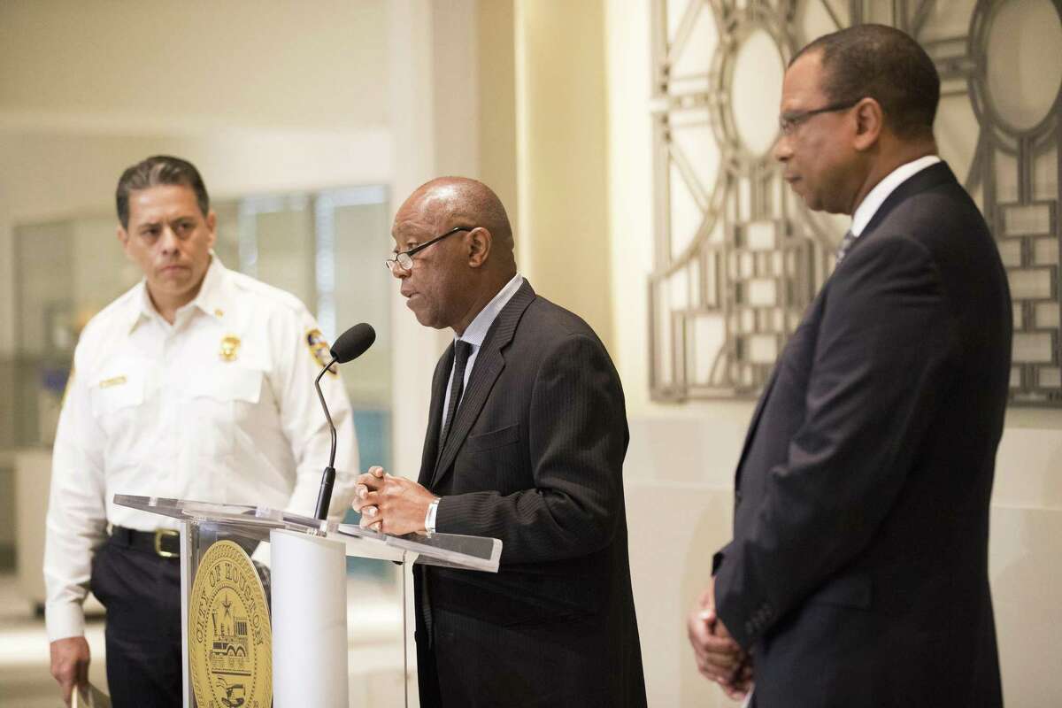 Mayor Sylvester Turner announces on Friday, May 3, 2019, in Houston that a court-appointed mediator has declared negotiations over Proposition B with the Houston Professional Fire Fighters Association are at impasse.