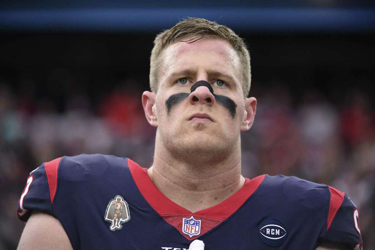 Houston Texans defensive end J.J. Watt (99) before an NFL wild card playoff football game against the Indianapolis Colts, Saturday, Jan. 5, 2019, in Houston. (AP Photo/Eric Christian Smith)