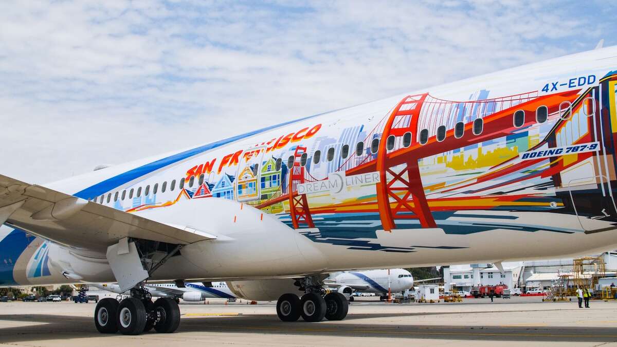 In honor of its inaugural flight to San Francisco on May 13, El Al created a special livery that includes the Golden Gate Bridge. Las Vegas, another new El Al destination, is featured on the other side.