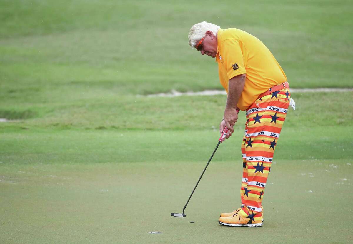 PHOTOS: Take a look at John Daly's Astros pants and other crazy pants he's worn during tournaments THE WOODLANDS, TX - MAY 03: John Daly plays a tee shot on the second hole during round one of the Insperity Invitational at The Woodlands Country Club on May 03, 2019 in The Woodlands, Texas. Browse through the photos above for a look at John Daly's crazy pants through the years ...
