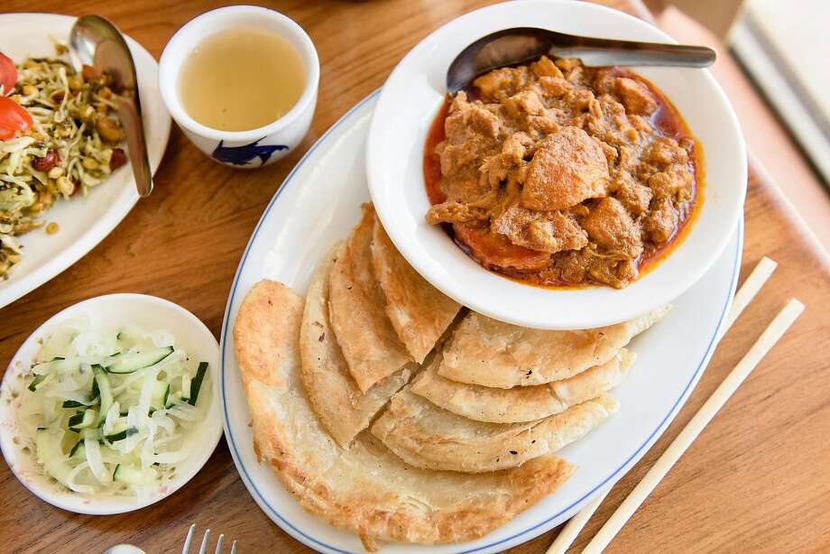 The chicken curry with paratha bread at Kyain Kyain restaurant in Fremont, Calif, on Saturday, April 20, 2019. Photo: Michael Short, Special To The Chronicle