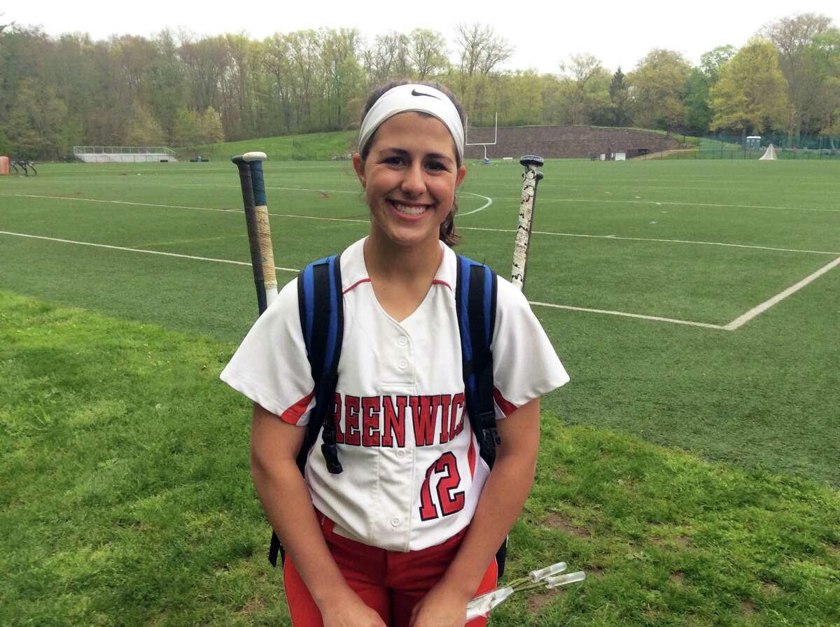 Greenwich senior Sophia Prieto pitched a complete game and helped lead the Cardinals at the plate in their 12-2 win over Wilton on Friday in Greenwich.