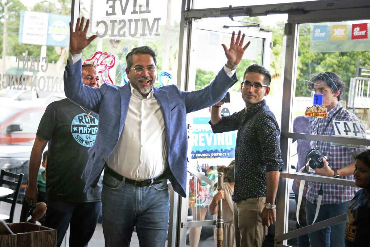 Incumbent Councilman Roberto Treviño of District 1 enters at Big Bob's Burgers on May 4, 2019. He won re-election.