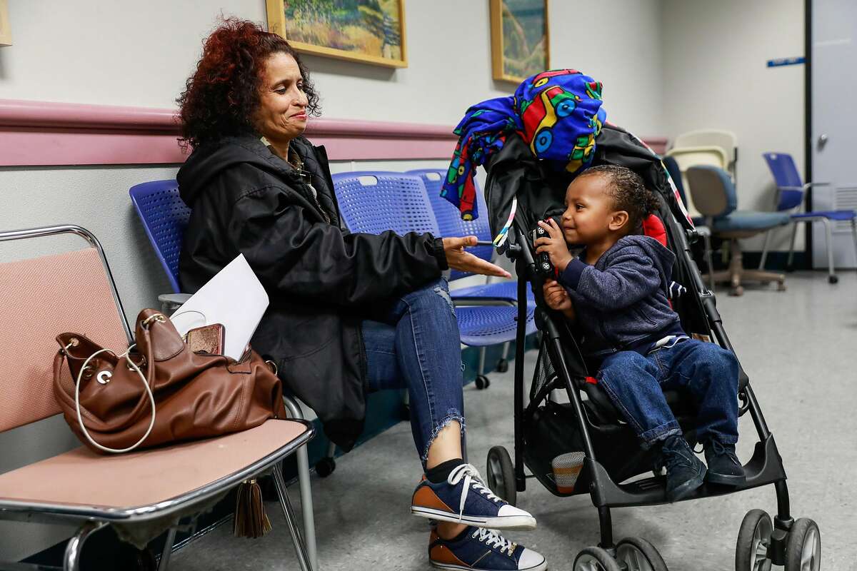 Gloria Berry and grandson Kareem Byrd, 23 months play ahead of a meeting where community groups of the Fillmore Heritage Center met to figure out how to move forward after the center was closed in San Francisco, California, on Thursday, May 2, 2019.The FIllmore Heritage Center closed after a shooting where one person was killed on March 23.
