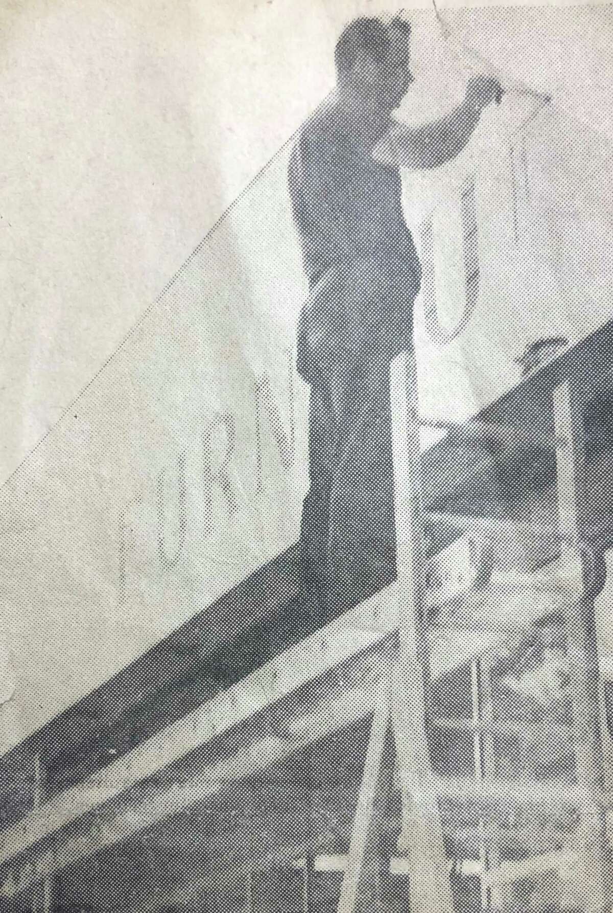 Signs today aren't made as they were in the past. Years ago, signs and billboards were hand-painted, as shown in this circa 1970s photo printed in The New Milford Times. The photo is of George Pineman, longtime owner of Pineman Sign Co. on East Street in New Milford, adding the final touches to the sign above Family Furniture Company, housed in the former W.T. Grant Co. store on Main Street, which was the anchor store of the building that now houses Domino's in town. The proprietor of the local business was O.W. Murphy, known commonly in the area as "Big Murf." Pineman opened the residential and commercial sign company in 1962 and operated it until his death in 2012. If you have a "Way Back When" photograph you'd like to share, contact Deborah Rose at drose@newstimes.com or 860-355-7324.