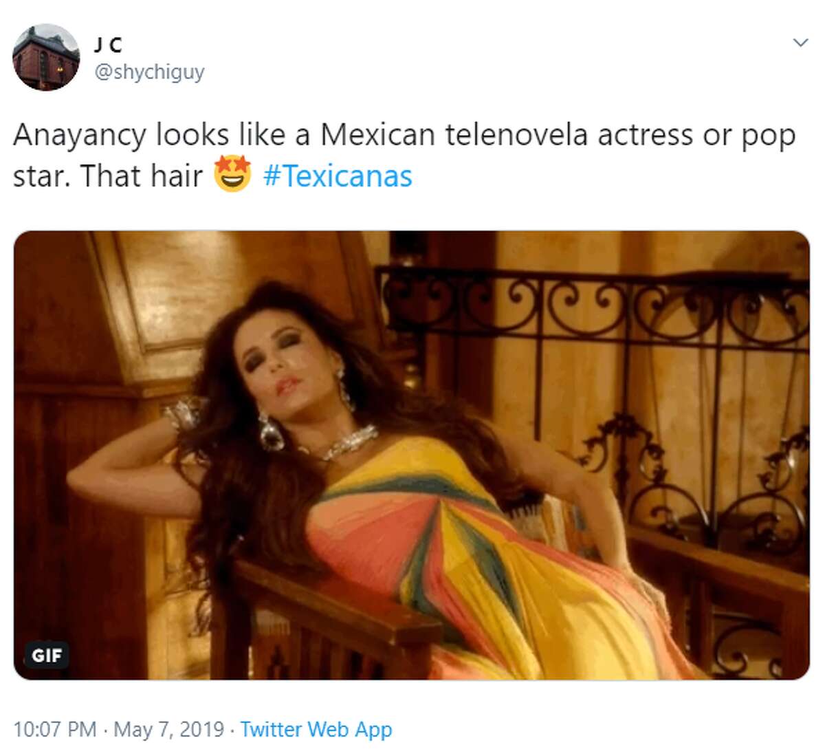 @shychiguy: Anayancy looks like a Mexican telenovela actress or pop star. That hair #Texicanas
