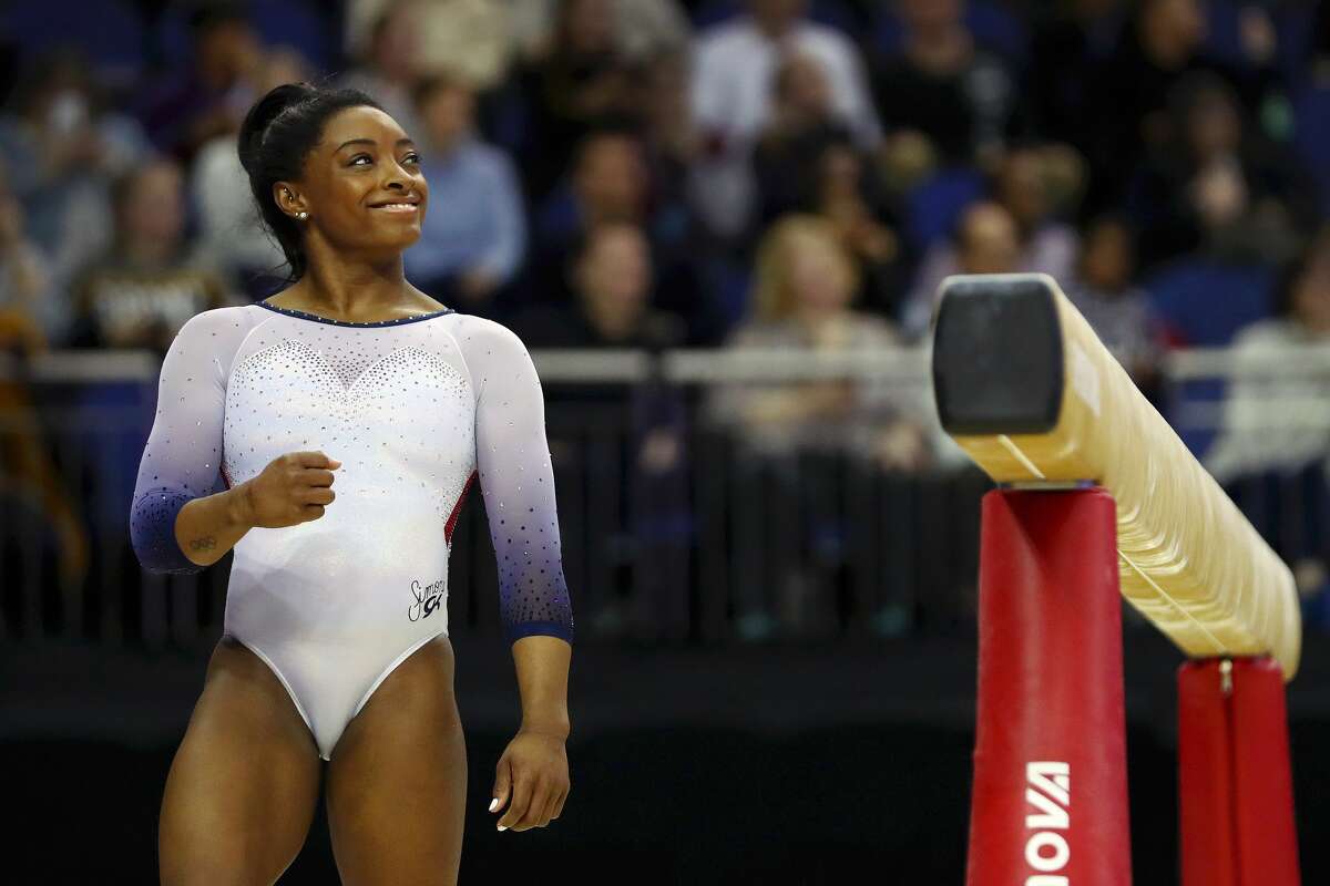 PHOTOS: Previous covers of Sports Illustrated's Swimsuit Issue Simone Biles, shown here at the Superstars of Gymnastics event in London on March 23, 2019, will appear in this year's Sports Illustrated Swimsuit Issue. She also was featured in the 2017 issue. Browse through the photos above for a look at previous Sports Illustrated Swimsuit Issue covers ...