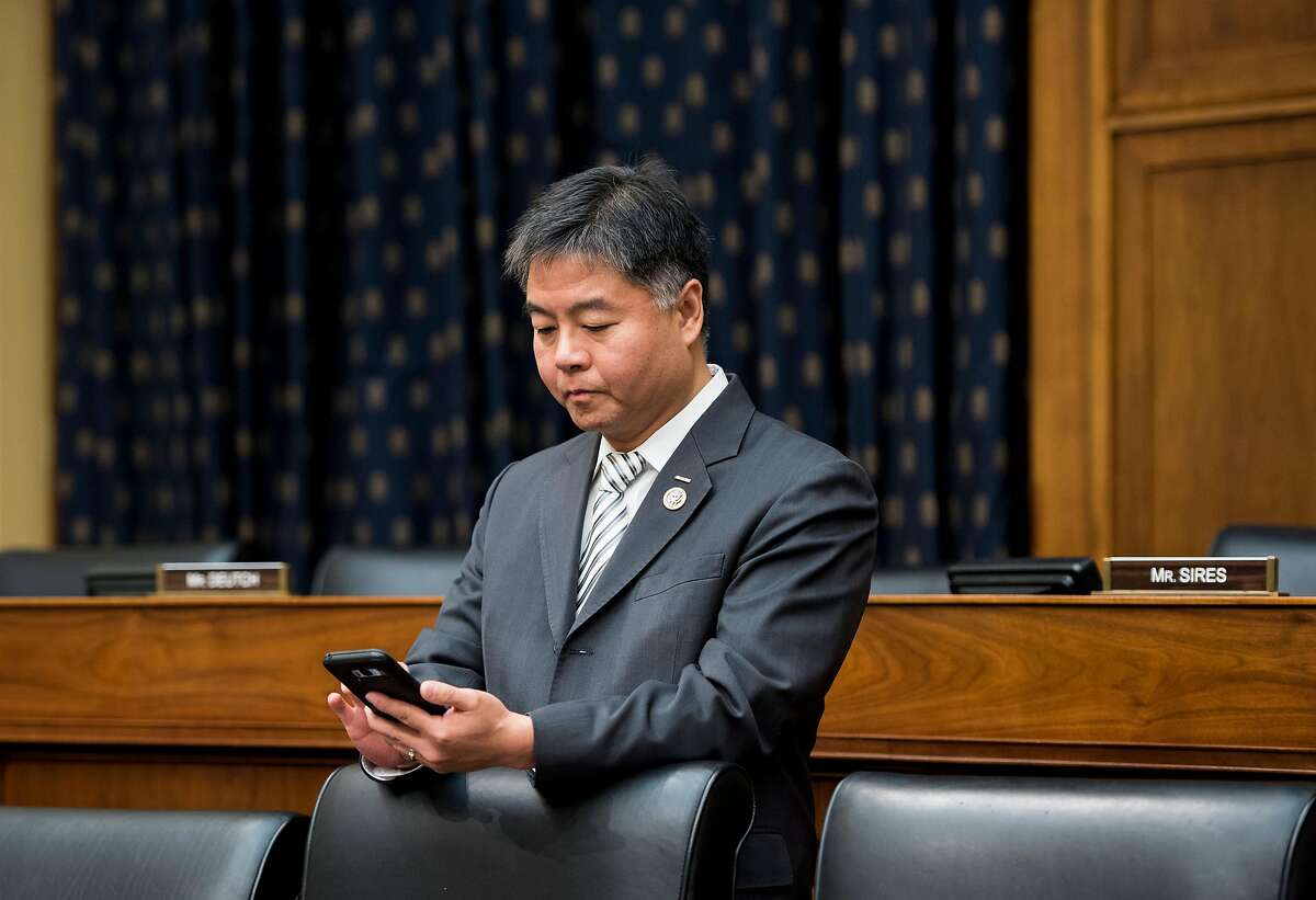 UNITED STATES - MARCH 13: Rep. Ted Lieu, D-Calif., takes his seat for the House Foreign Affairs Committee hearing on "NATO at 70: An Indispensable Alliance" on Wednesday, March 13, 2019. (Photo By Bill Clark/CQ Roll Call)