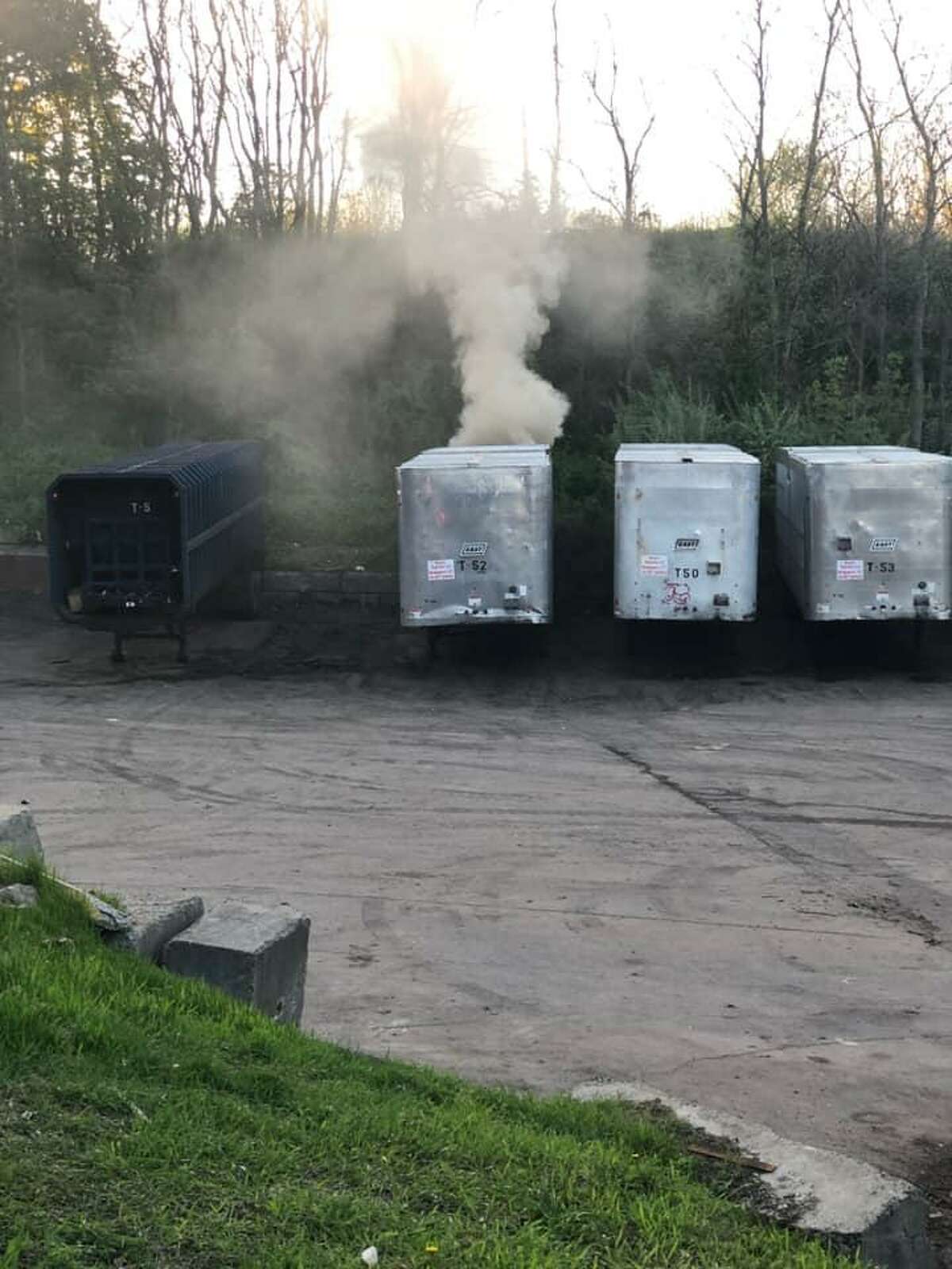 Large trash trailer catches fire at Trumbull transfer station