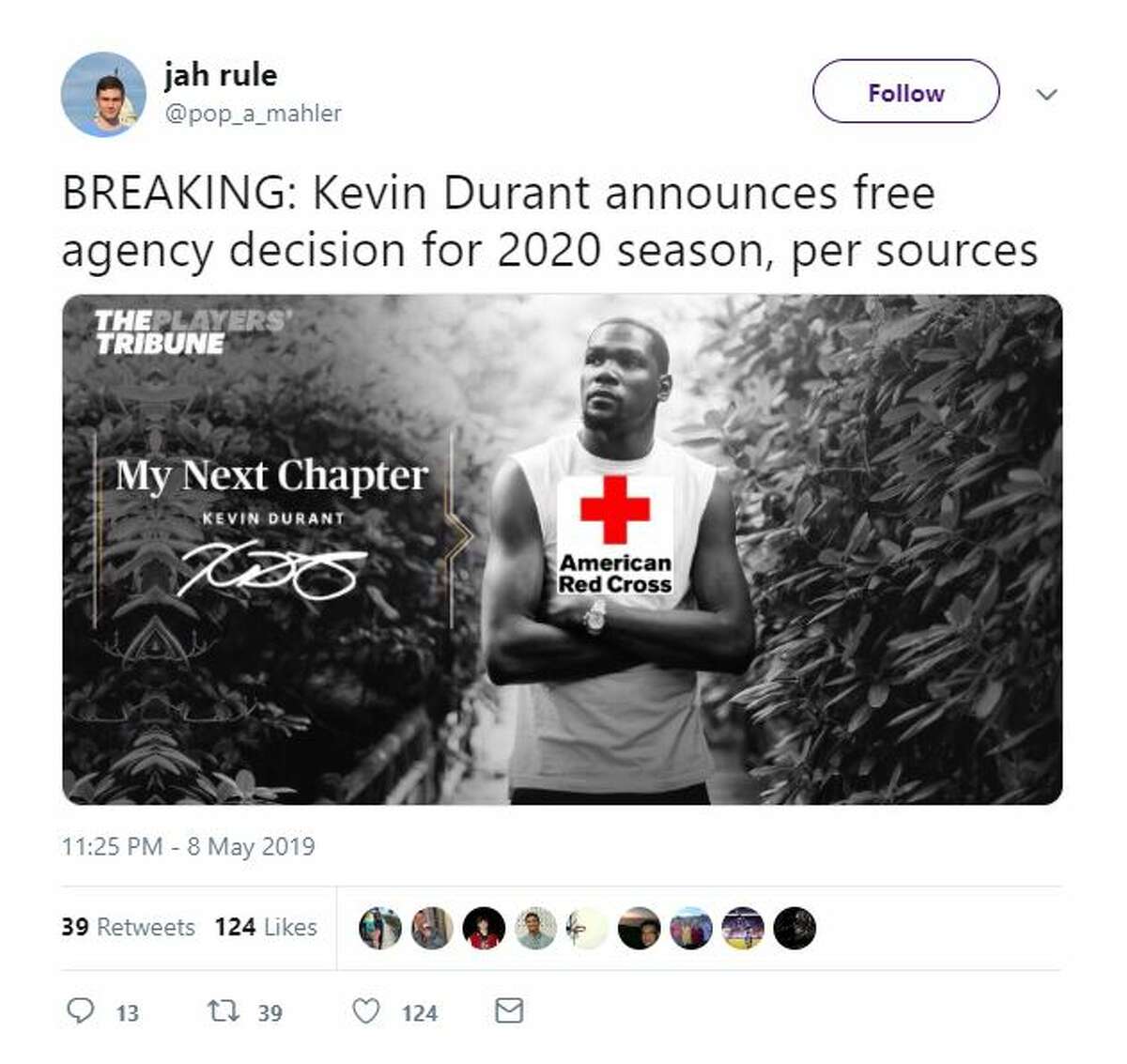 The Internet came alive when the Warriors Kevin Durant went down with a non-contact injury during a game against the Rockets on Wednesday, May 9, 2019.