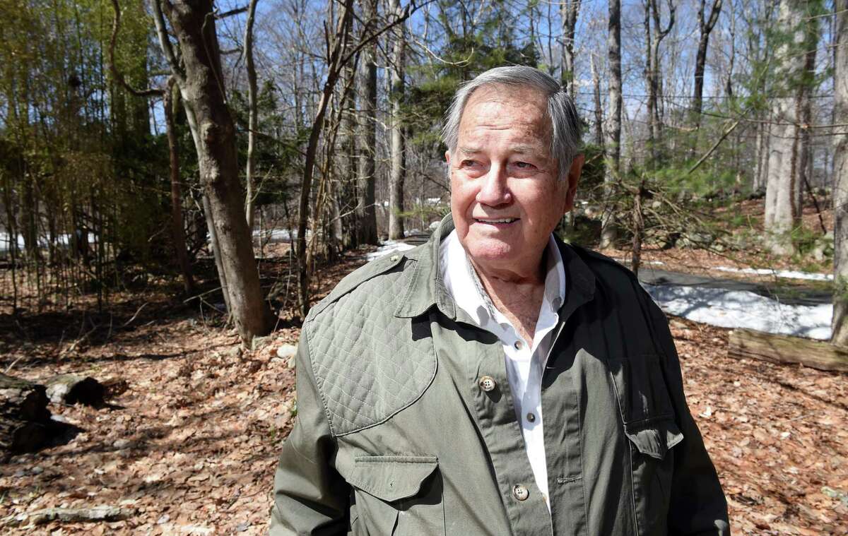 Jim Fowler photographed on the grounds of his home in New Canaan on April 1, 2015.