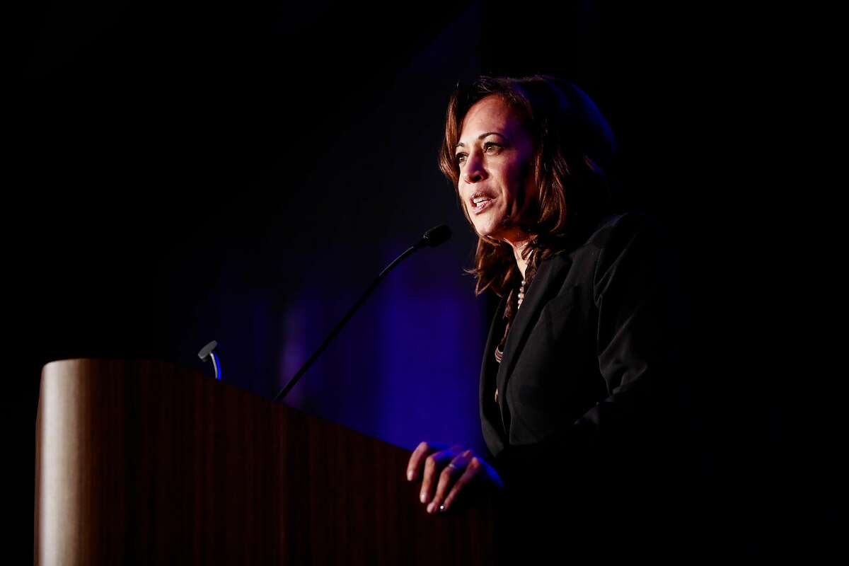 Democratic Presidential candidate U.S. Sen. Kamala Harris speaks during the Sun-Reporter's anniversary gala which celebrated 75 years as the city's black weekly publication at the Hyatt Regency in San Francisco, California, on Thursday, May 9, 2019.