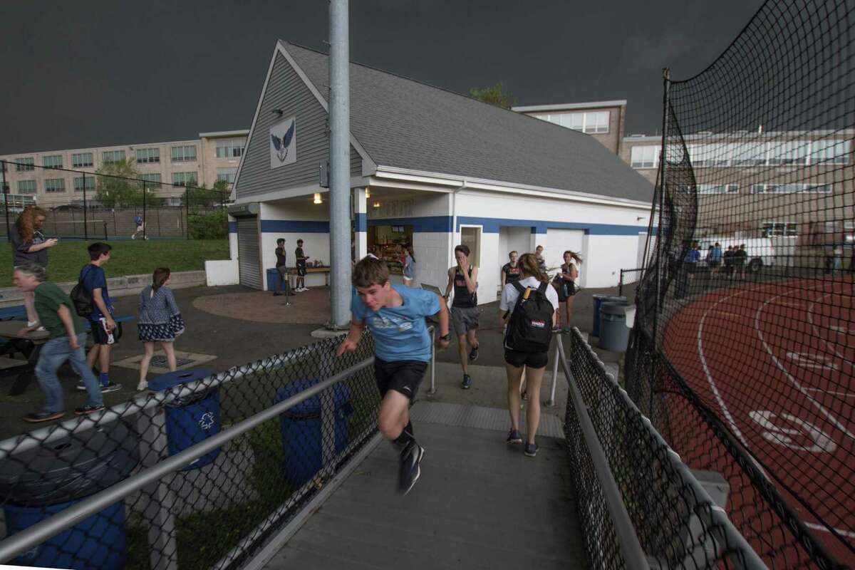 Dramatic photos taken at Fairfield Ludlowe High School on Tuesday May 15, 2018 as the storm approached. A tornado warning was issuedand did not hit Fairfield, Conn. but did touch down in other parts of the state.