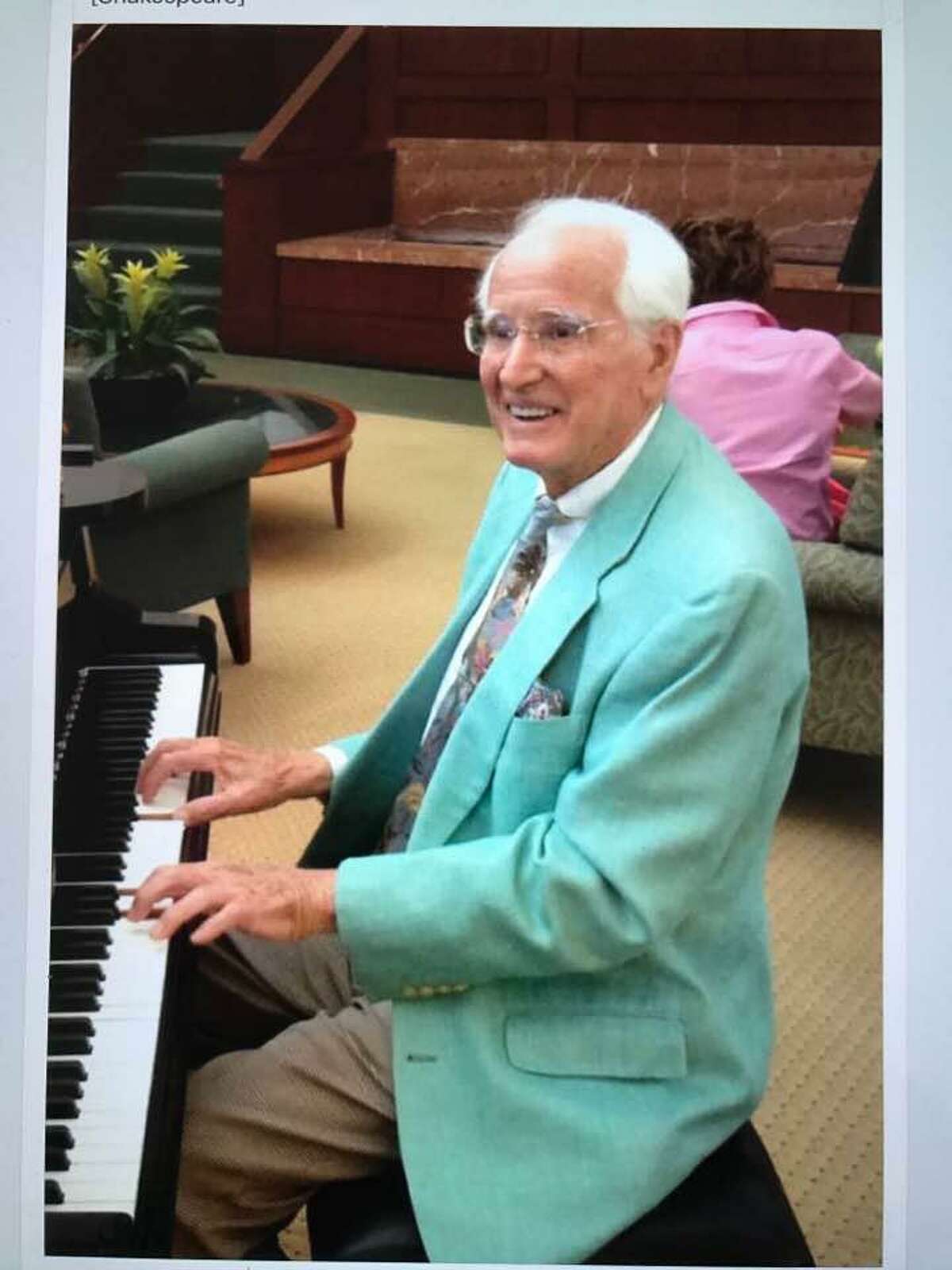 Pianist Joe “Butch” DeLuca playing The American Songbook at Greenwich Hospital’s atrium.