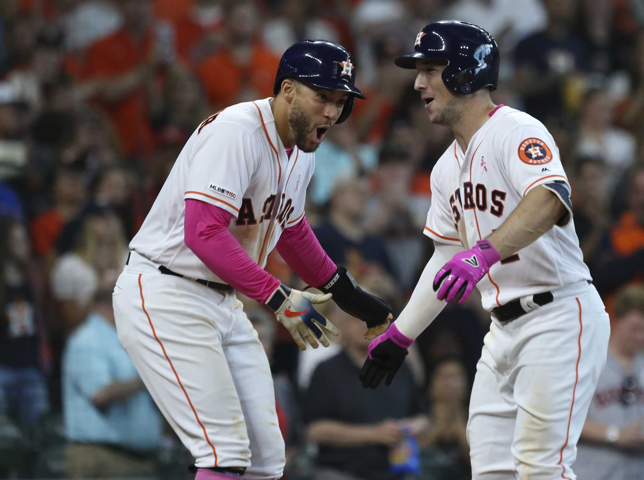 George Springer packs pink Mother's Day bat for Astros' road trip