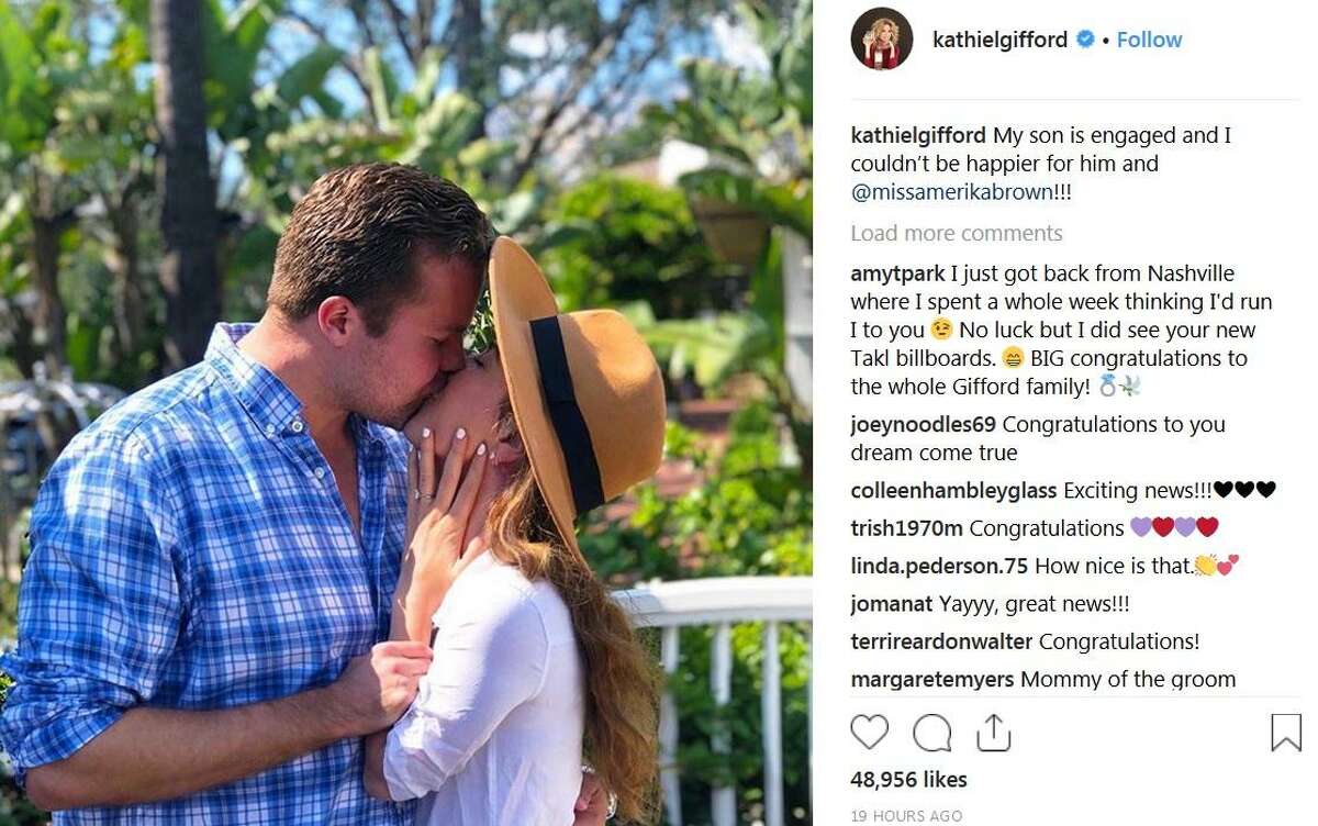 Cody Gifford, 29, son of Kathie Lee and the late Frank Gifford, is engaged. Kathie Lee announced on Instagram on Mother’s Day that Cody, 29, proposed to his girlfriend, actress Erika Brown. “I couldn’t be happier for him and @missamerikabrown!!!,” the former Today Show host wrote.