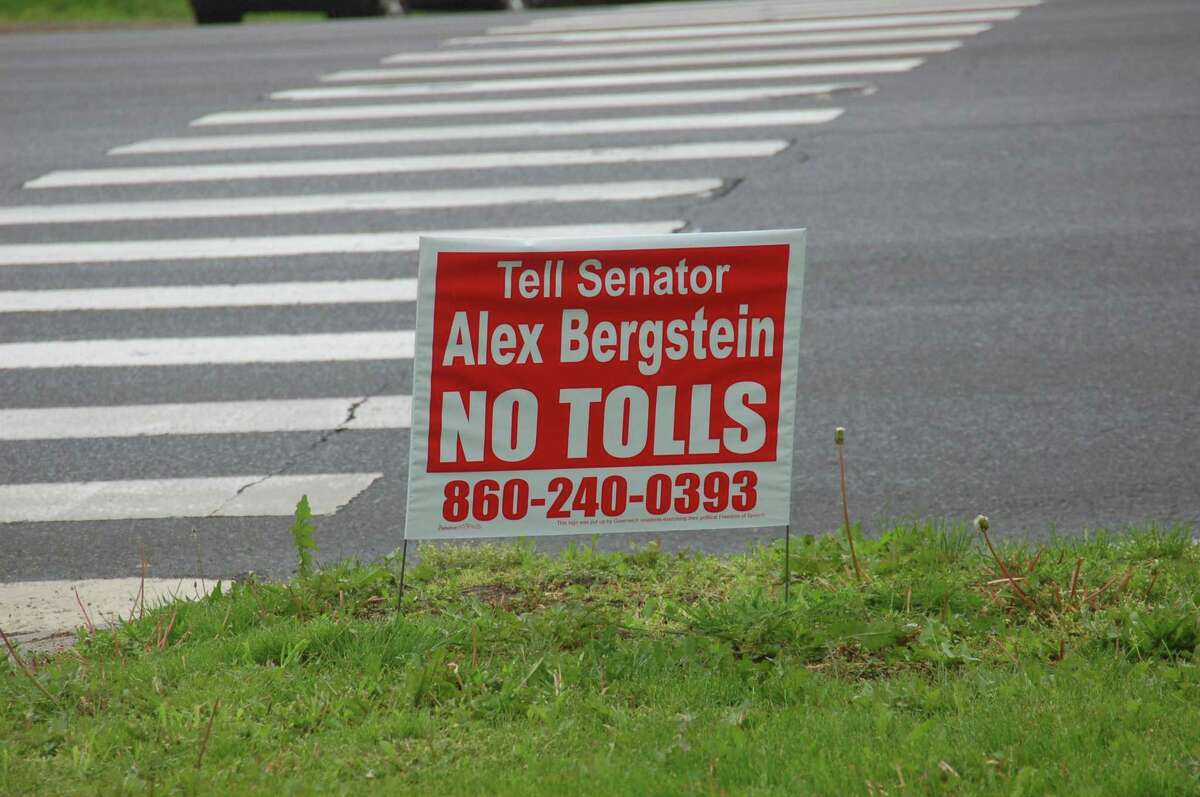 Signs have popped up around Greenwich urging anti-toll residents to call up Rep. Stephen Meskers and Sen. Alex Bergstein before a state toll vote. But so far the signs have not managed to have much impact. The signs are being paid for by an unnamed group of town residents “exercising their political free speech.”