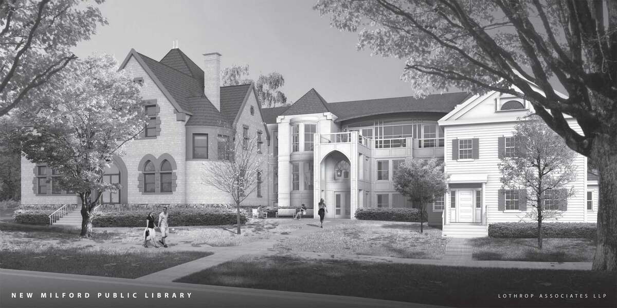 Architect's rendering of the renovations to New Milford Library.