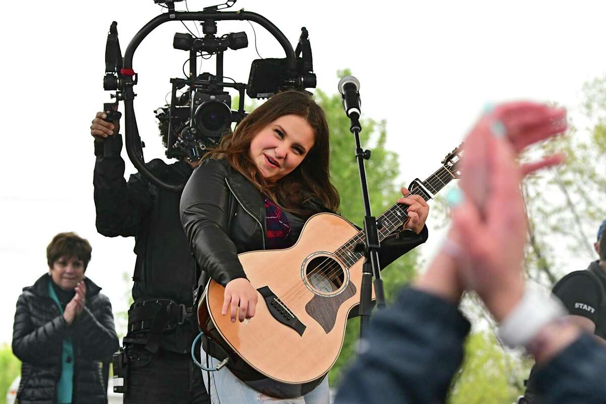 American Idol finalist Madison VanDenburg gives hometown fans in her community a live performance at The Crossings of Colonie on Tuesday, May 14, 2019 in Colonie, N.Y. The show had a production crew filming the event for the next show. (Lori Van Buren/Times Union)