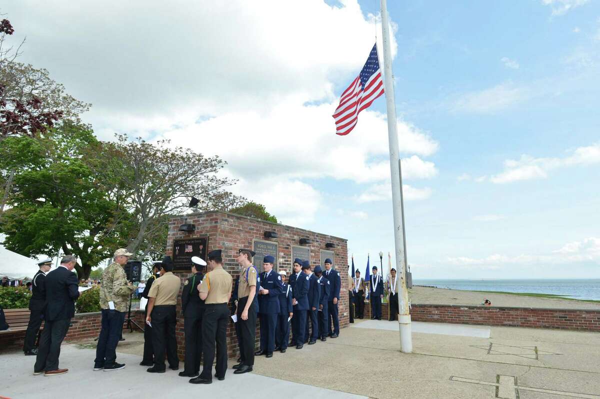 The Shea-Macgrath Memorial &Veterans Hall of Honor/ Restoration Ceremony at Calf Pasture Beach on Sunday May 20, 2018 in Norwalk Conn. The Norwalk Veterans Memorial Committee honors Medal of Honor Recipients Daniel Shea and John Magrath with a concert and ceremony and the newly refurbished plaques honoring Norwalk's fallen veterans