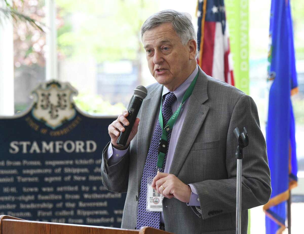 Stamford City Representative Bob Lion, D-19, speaks during a ceremony for the first ever "Stamford Day" at the Government Center in Stamford, Conn. Thursday, May 16, 2019.