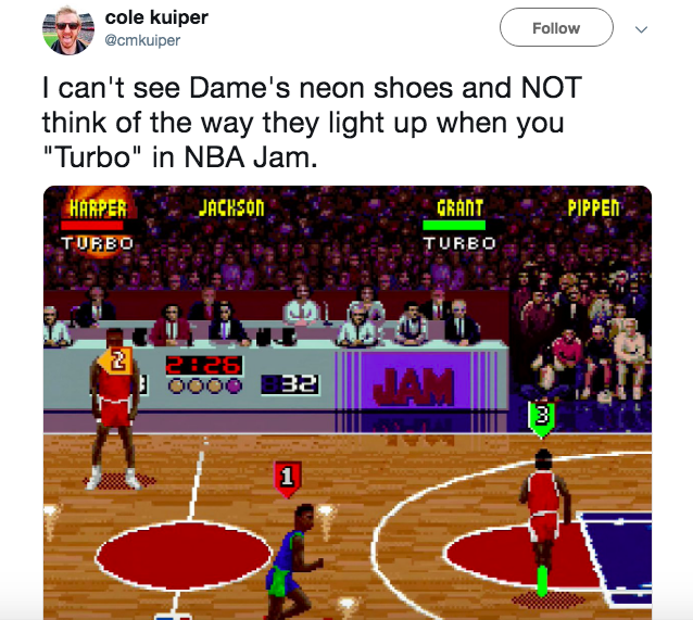 Damian Lillard s neon green shoes cause a stir on Twitter during