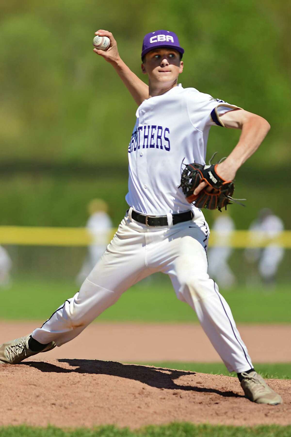 Christian Brothers Academy pitcher Matt Tiberia throws the ball during a baseball game against Shenendehowa on Thursday, May 16, 2019 in Colonie, N.Y. (Lori Van Buren/Times Union)