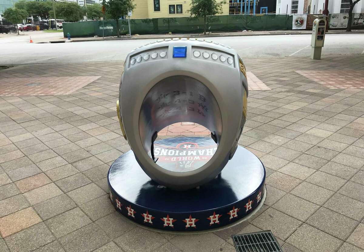 Astros add oversized World Series ring outside Minute Maid Park