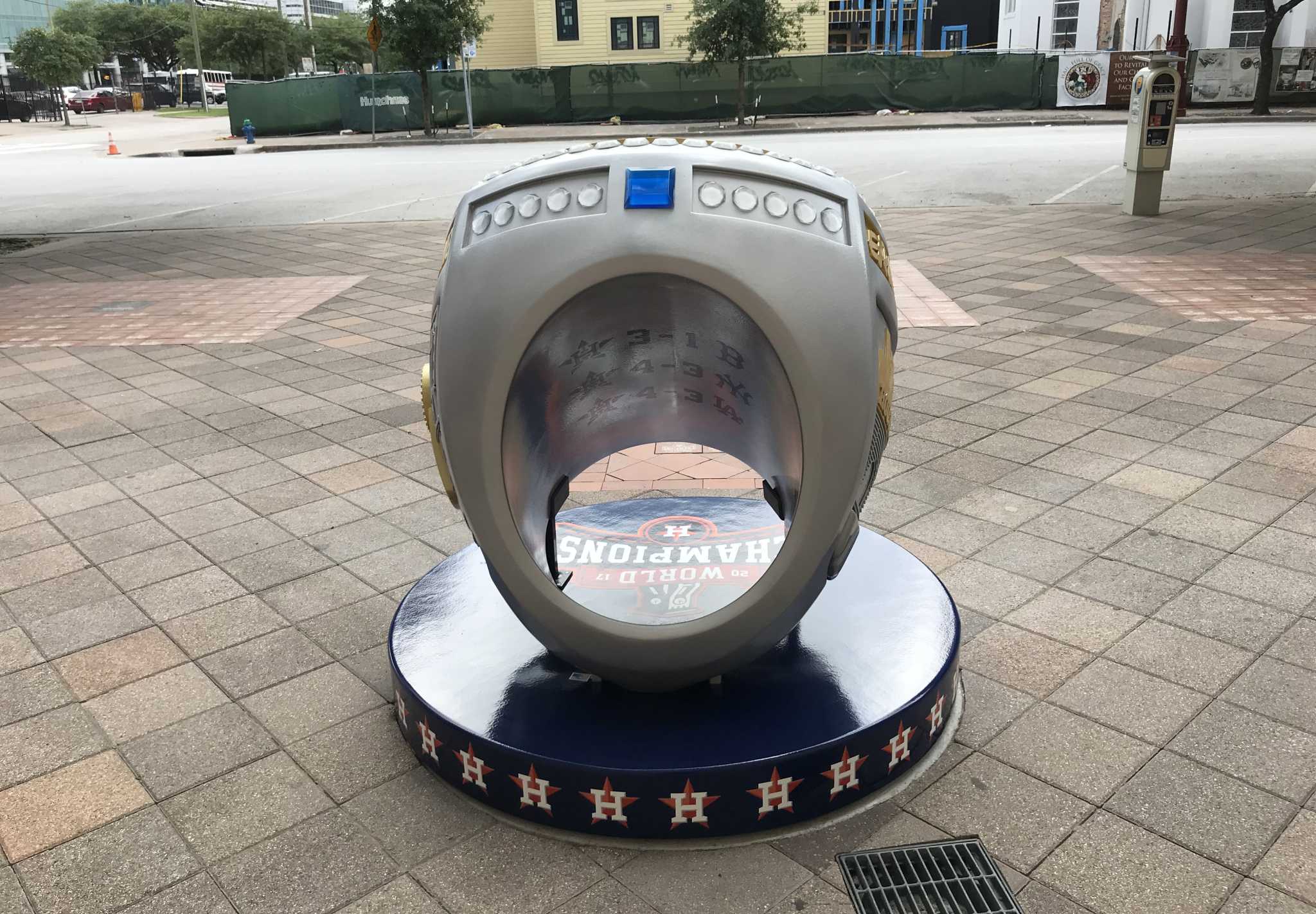 Astros add oversized World Series ring outside Minute Maid Park