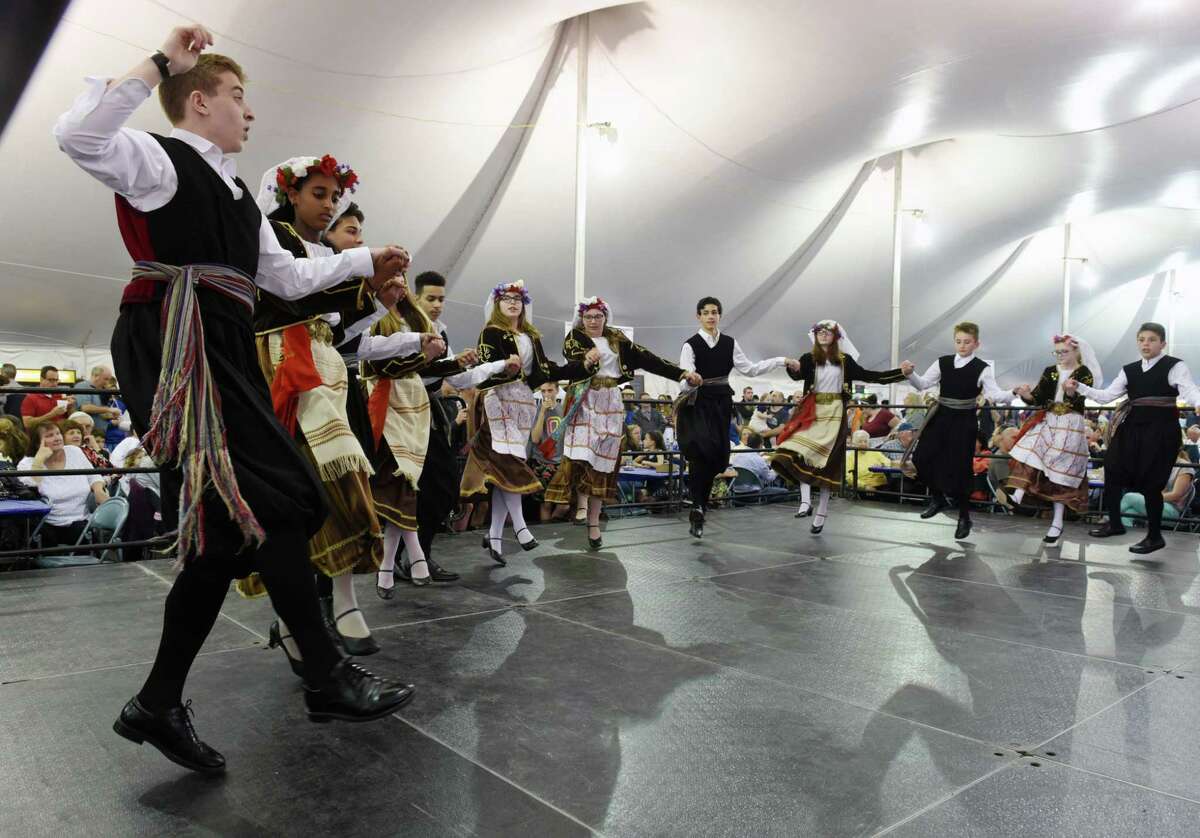 The junior dance group performs a traditional Greek number during the 2019 St. Sophia Greek Festival in Albany. After two years of pandemic-affected festivals, the event is back as a full in-person celebration May 13 to 15, 2022.