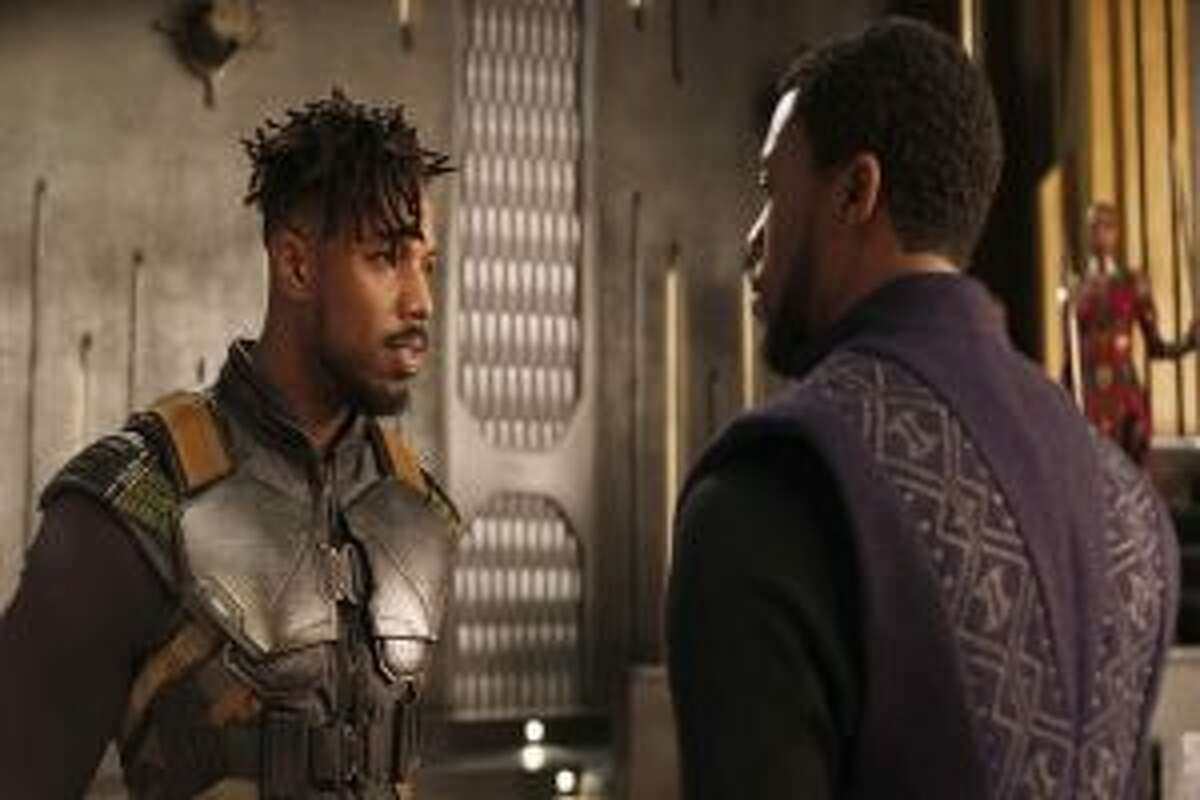 Michael B. Jordan and Chadwick Boseman star in Black Panther.