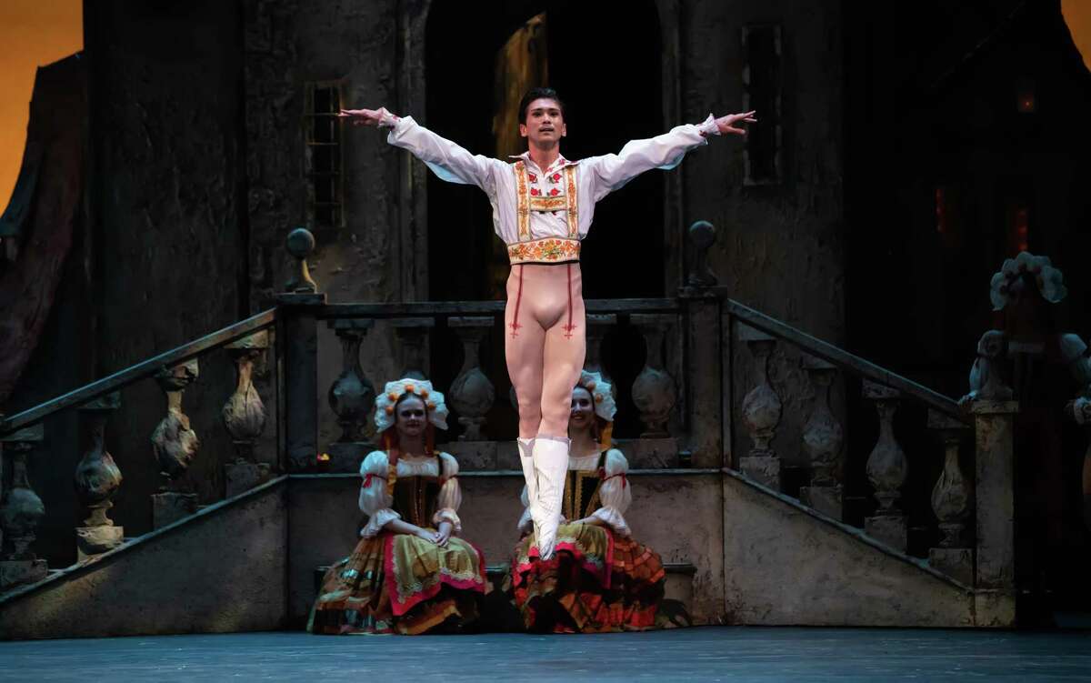 Houston Ballet principal Charles-Louis Yoshiyama brings both excellent comic timing and high-flying technique to the role of Franz in Ben Stevenson's "Coppelia."
