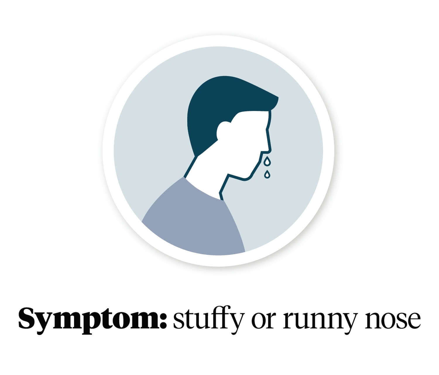 Graphic showing a person with a stuffy or runny nose