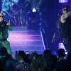 Yandel, left, and Wisin, right, of Wisin y Yandel, perform "Aullando" at the Billboard Latin Music Awards on Thursday, April 25, 2019, at the Mandalay Bay Events Center in Las Vegas. (Photo by Eric Jamison/Invision/AP)