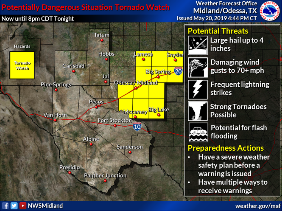 NWS Confirmed tornado SE of Odessa Midland ReporterTelegram