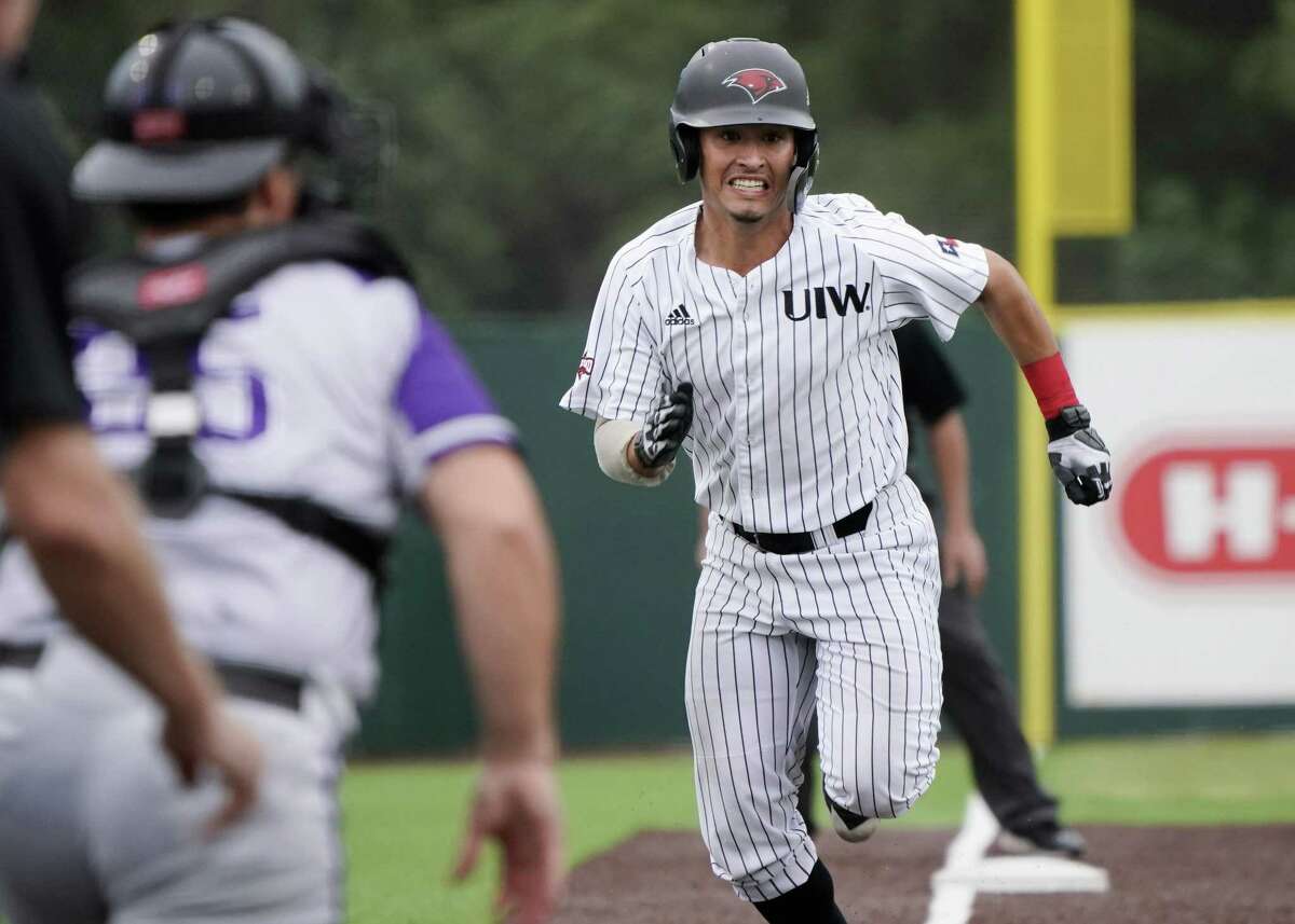 UIW's Ryan Gonzalez runs to home during an NCAA college baseball game against Central Arkansas, Friday, May 3, 2019, in San Antonio. (AP Photo/Darren Abate)