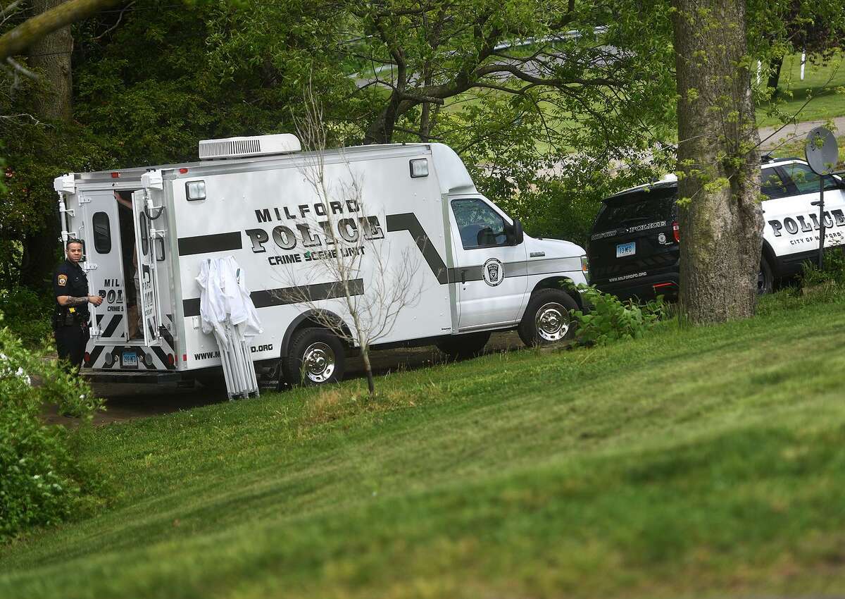 Milford police investigate the Sunday night death of 49-year-old Christopher Peckham at 583 Anderson Avenue in Milford, Conn. on Monday, May 20, 2019. Police have said that the man was involved in an altercation.