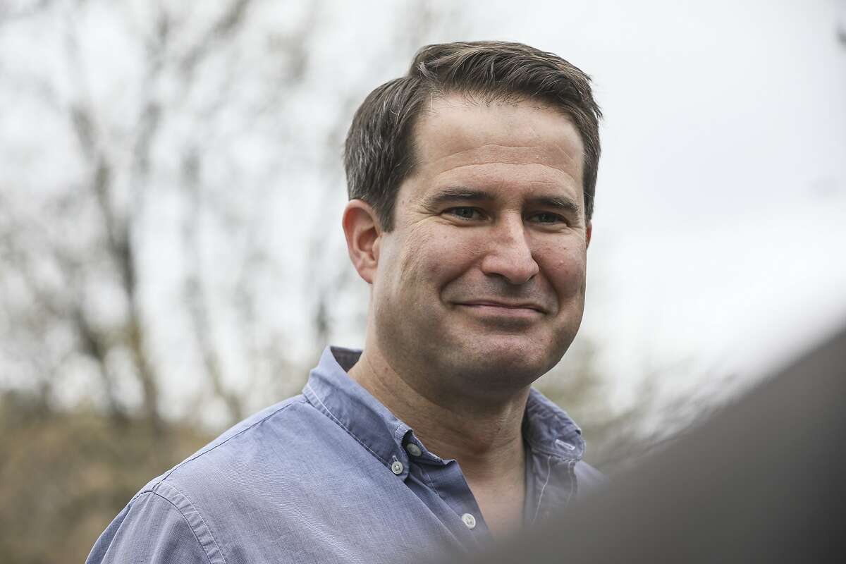 Democratic presidential candidate Rep. Seth Moulton, D-Mass., speaks to the media during a a campaign event at Liberty House in Manchester, N.H., Tuesday, April 23, 2019. (AP Photo/Cheryl Senter)