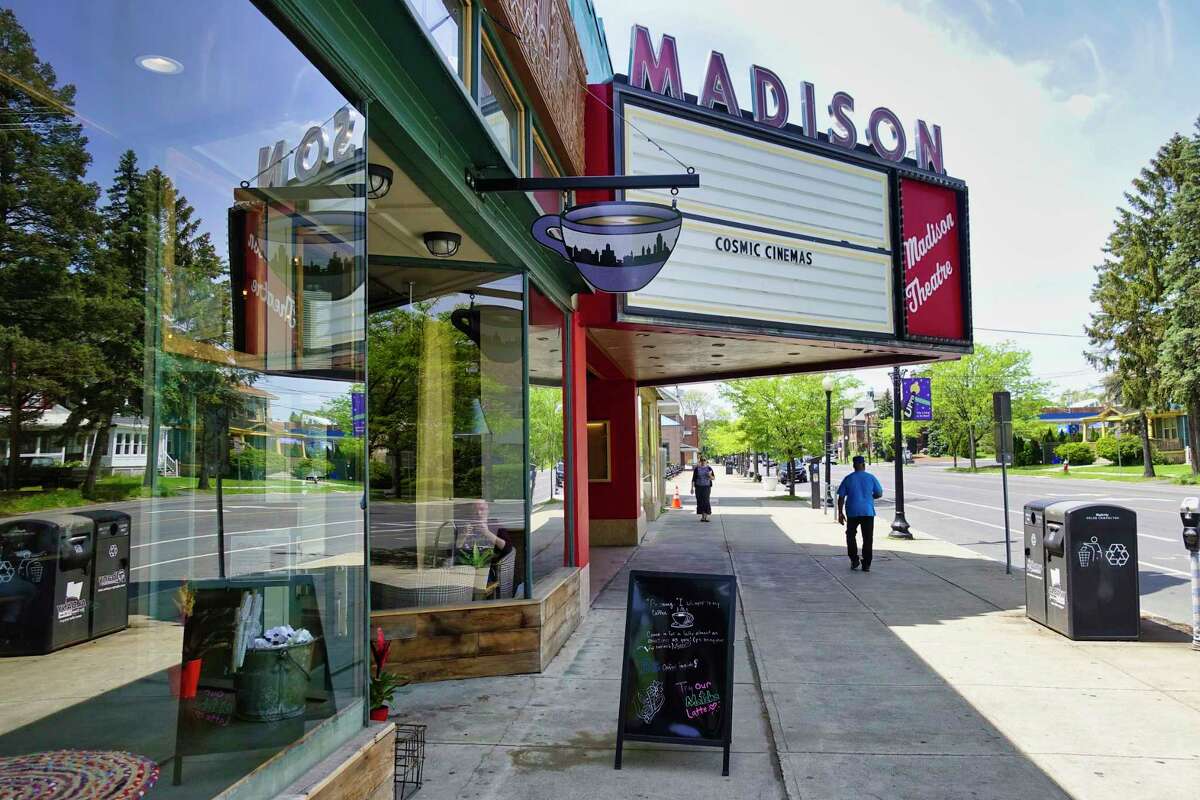 A view of the Madison Theater, with the Tierra Farm store seen next door to the theater, on Wednesday, May 22, 2019, in Albany, N.Y. (Paul Buckowski/Times Union)