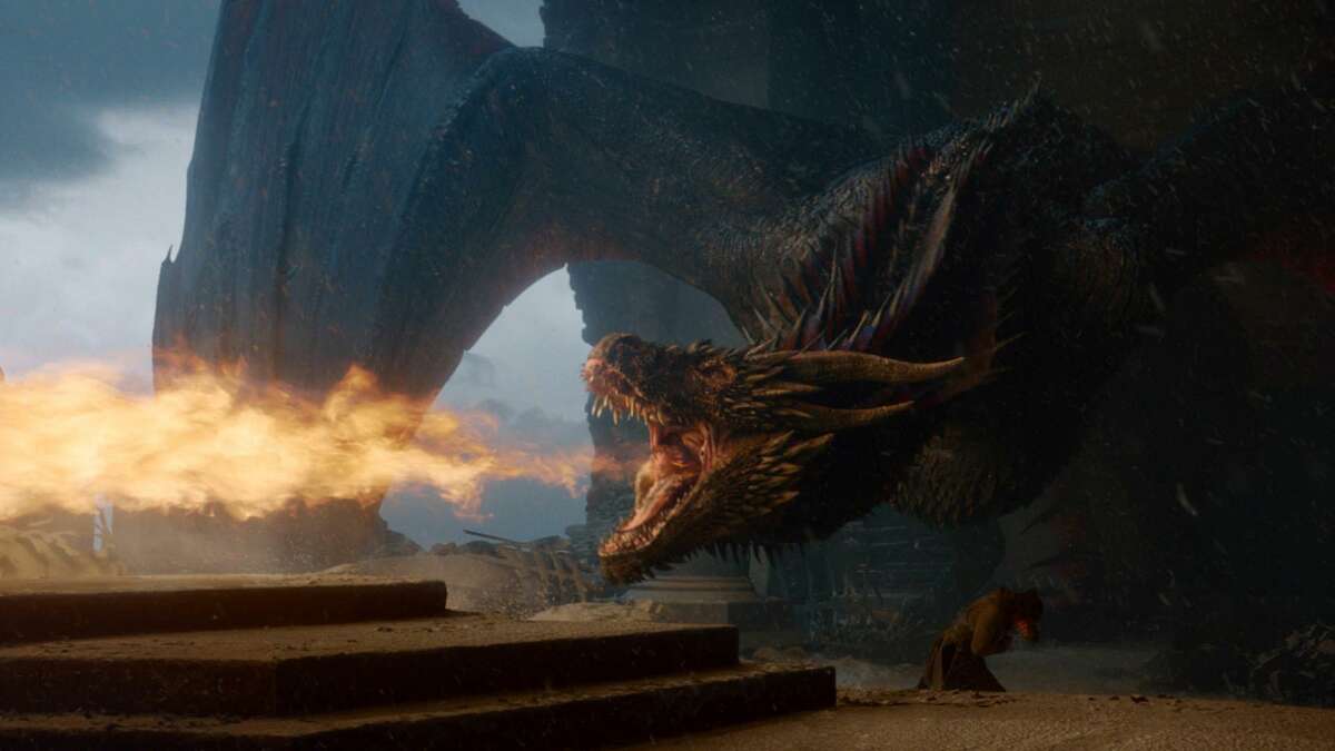 Drogon melts the Iron Throne in the finale of the HBO series, "Game of Thrones." (HBO/TNS)