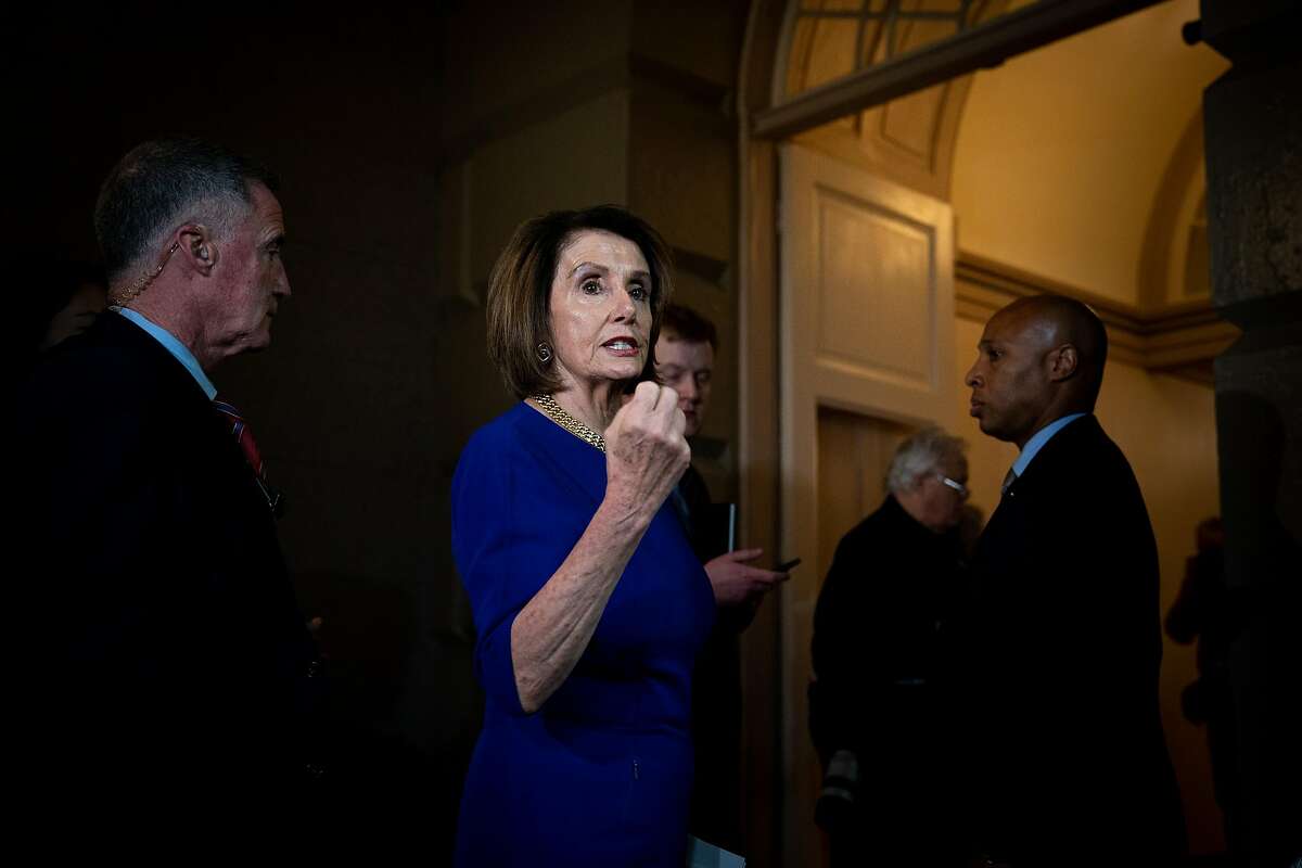 House Speaker Nancy Pelosi (D-Calif.) leaves a closed-door meeting with House Democrats on Capitol Hill, in Washington on Wednesday, May 22, 2019. A bloc of liberal Democrats began pressing on Tuesday for an impeachment inquiry of President Donald Trump, underscoring party divisions and the growing difficulties that Pelosi faces as she tries to chart a more methodical course. (Erin Schaff/The New York Times)