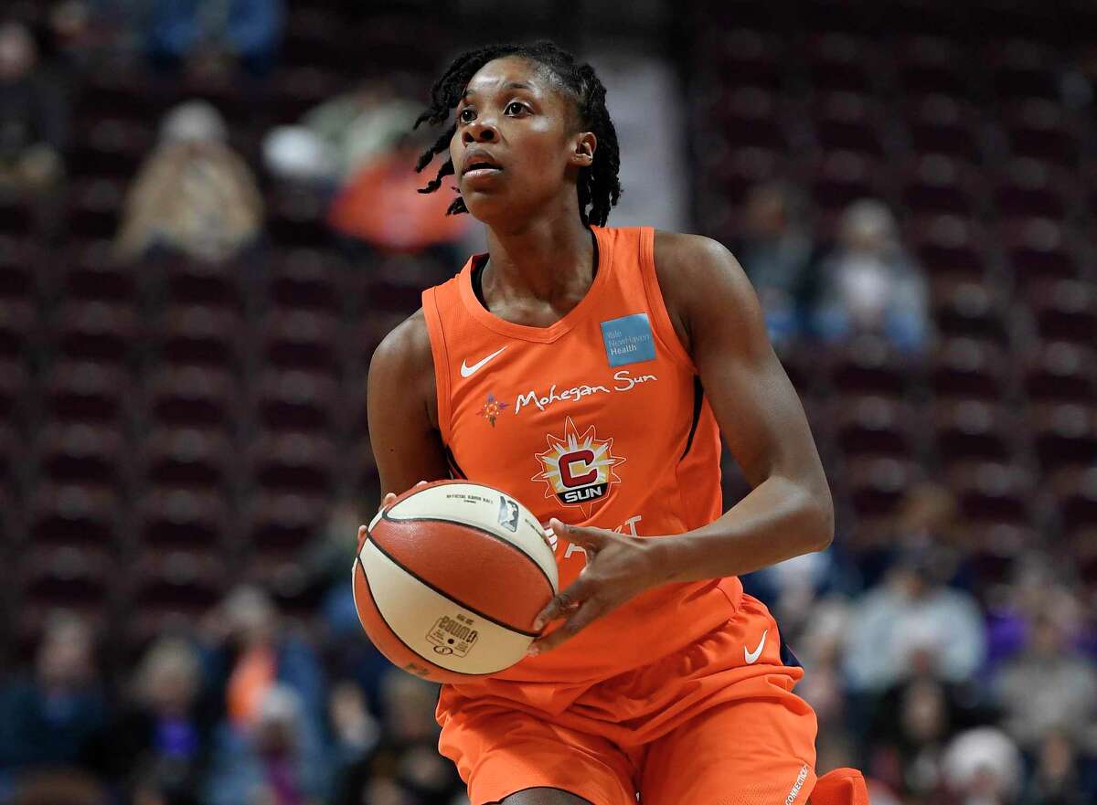 The Connecticut Sun’s Bria Holmes during the second half of a preseason WNBA game in May.