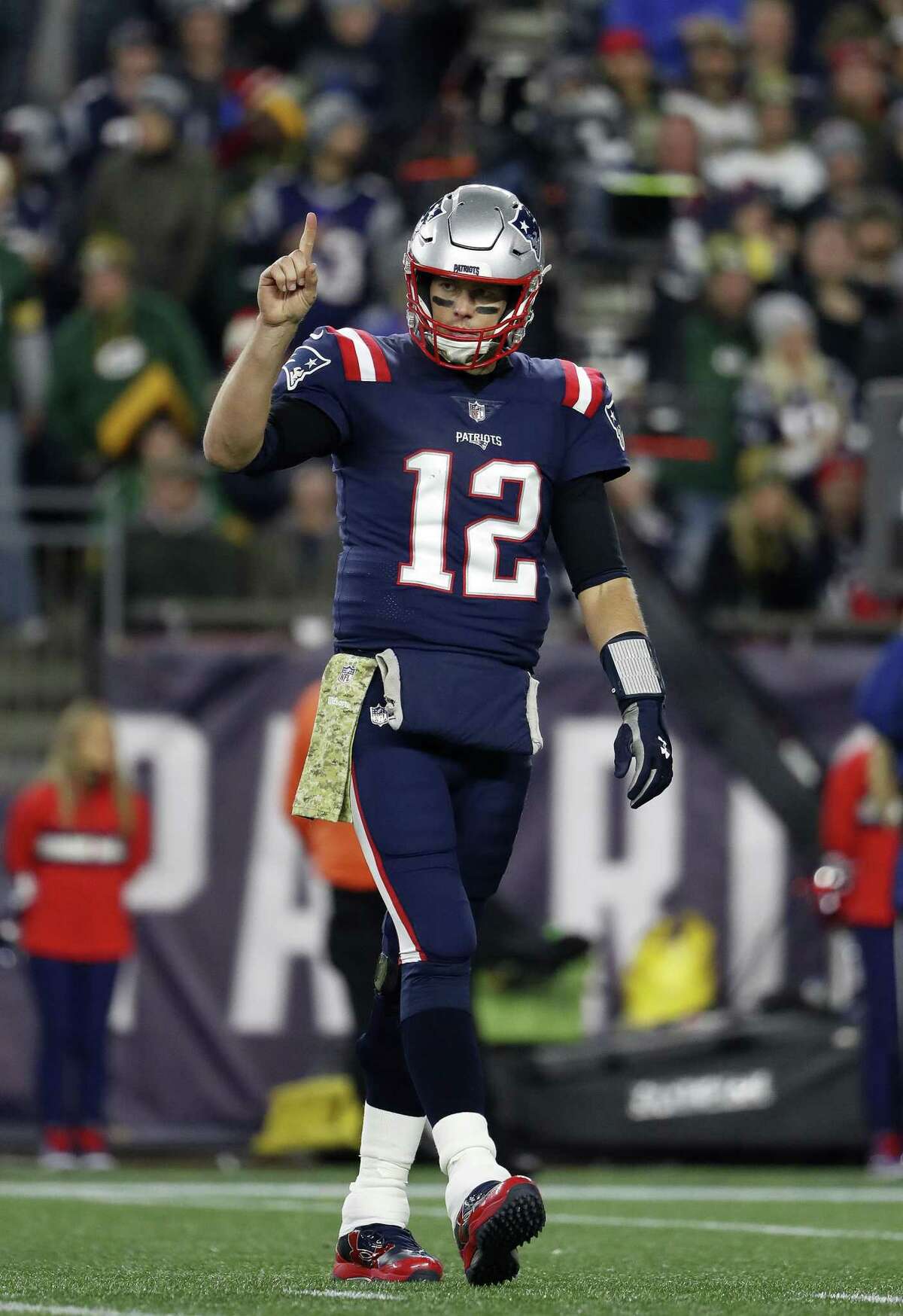 New England Patriots quarterback Tom Brady during a game against the Green Bay Packers at Gillette Stadium, Sunday, Nov. 4, 2018 in Foxborough, Mass. The game ranked as the most-watched Sunday night NFL game of the 2018 season, with an average of about 23.7 million TV viewers.