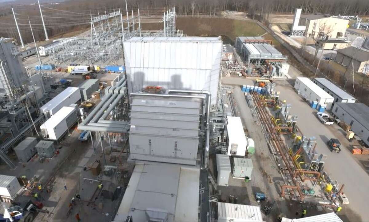 An aerial screen shot of the CPV Towantic Energy Center, in Oxford, from developer Competitive Power Ventures.