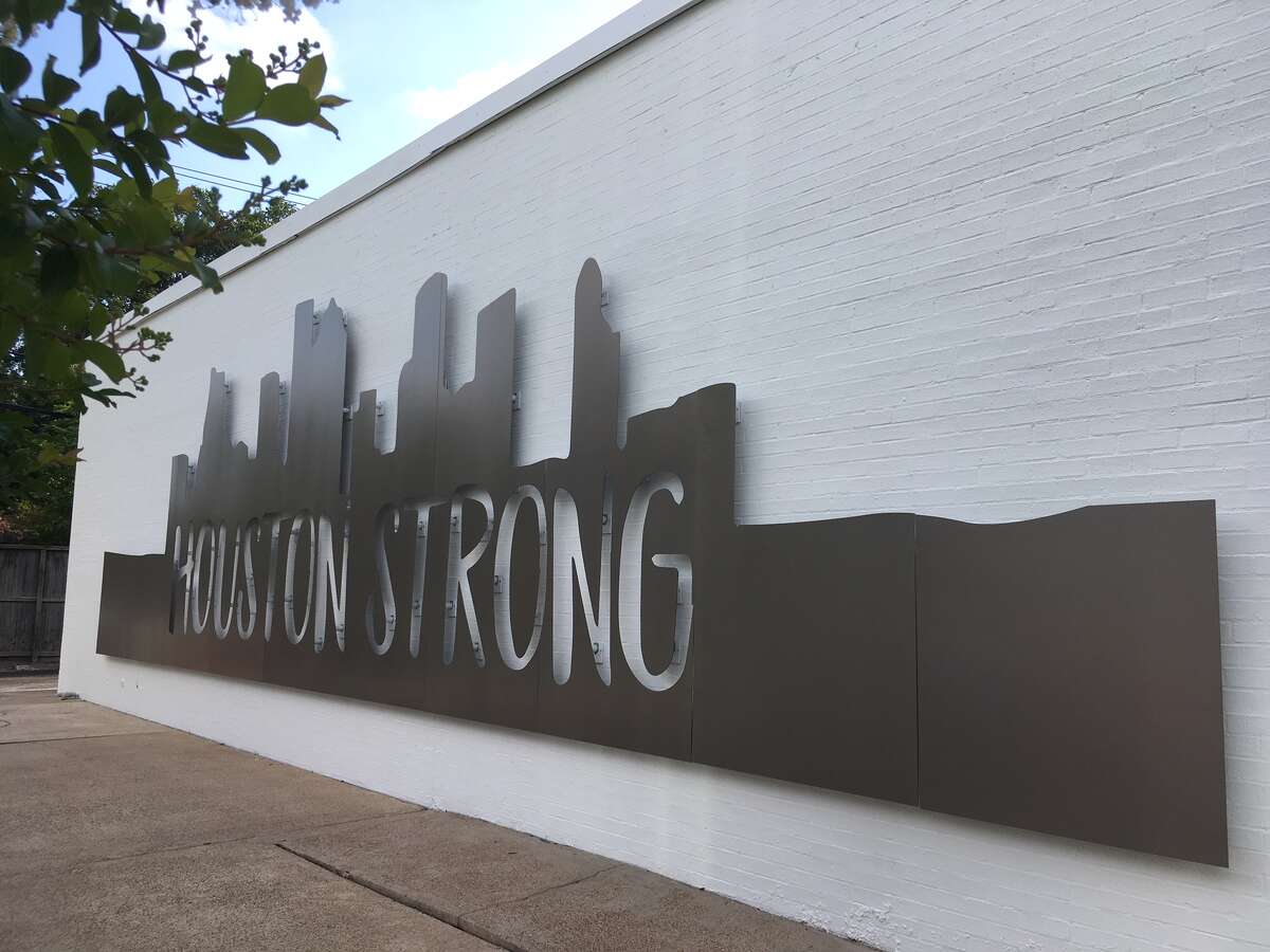 The 'Houston Strong' wall sculpture along Stella Link in the Braes Link shopping center is testament to the resilience of the community, according to Edifis Group.