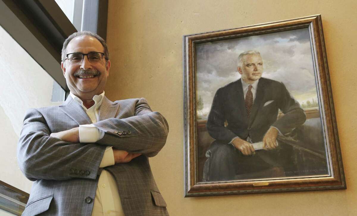 Dr. Larry Schlesinger, president and CEO of Texas Biomedical Research Institute, seen posing with a portrait of the institute’s founder, Tom Slick, offers a forward vision of the research facility which has been established in San Antonio since 1952. The institute is currently undergoing growth and expansion. The National Institutes of Health has awarded Mymetics and Texas Biomed an $8.6M five-year grant for a for novel HIV vaccine study, they hired a new Assistant Director for Research Support at the Southwest National Primate Research Center, Staff Scientist Christopher Chen, Ph.D., who is in charge of improving operations at one of only seven national primate research centers in the country. (Kin Man Hui/San Antonio Express-News)