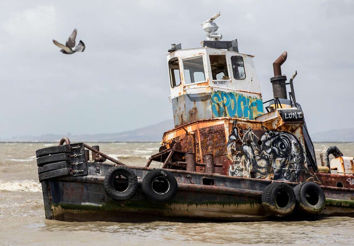 An abandoned tugboat is seen in a cove near the shoreline of Rodeo, Calif. Tuesday, May 21, 2019. An abandoned tugboat is seen in a cove near the shoreline of Rodeo, Calif. Tuesday, May 21, 2019.