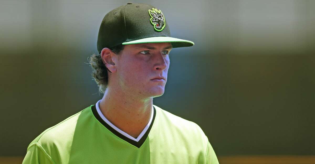Forrest Whitley, an Alamo Heights native and one of the top prospects in baseball, did not last a full inning as walks back to the dugout as his Round Rock Express faced the San Antonio Missions on Sunday April 5, 2019.